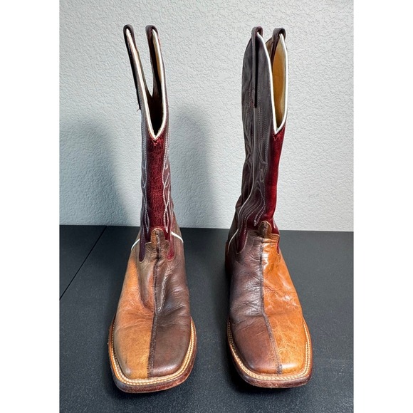 HP Horsepower Boots Mens Square Toe Leather Western Boots Size 8D Made in Mexico - Picture 2 of 9